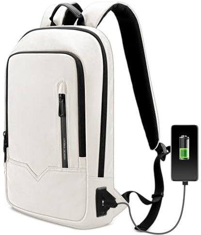 HEROIC KNIGHT Laptop Rucksack Herren Leicht Business Rucksack mit USB-Anschluss Wasserdichter Rucksack Herren Schulrucksack jungen 15,6 Zoll Laptop Backpack für Schule Arbeit Uni Reisen-Weiß