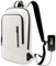 HEROIC KNIGHT Laptop Backpack, Mens Business Tech Backpack with USB Charging Port, Water Resistant Slim Laptop Rucksack, Lightweight Travel College School Bag for Office Work Outdoor-15.6'', White