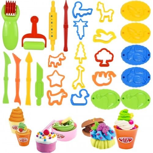 Duronge 26 Pièces Ensemble de Pâte à Modeler, Accessoire Pâte à Modeler, Outils Kit de Pâte À Modeler pour Enfants, Emporte-Pièces Moules Kit