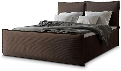 Masseno Boxspringbett Monta 160x200 cm Komplett-Set mit Matratze und Topper, Polsterbett mit Zwei Bettkästen -Braun, Lincoln 29