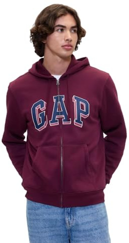 GAP Logo Heritage Hoodie Hooded Full Zip Sweatshirt, Tuscan Red, M