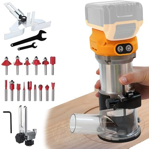 Enrutador compacto inalámbrico para batería Dewalt de 18 a 21 V, enrutadores de palma de mano sin escobillas de 800 W para recortadora de bordes de mano para carpintería, motor sin escobillas de 30000
