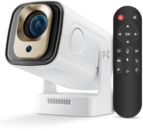 Nsyee Mini Projector, 180° Rotation & Android 11, Supports 4K 1080P, Outdoor Projector with WiFi 6 Bluetooth 5.4, Auto Keystone, Base Speakers, Projectors for Bedroom, Compatible with Laptop