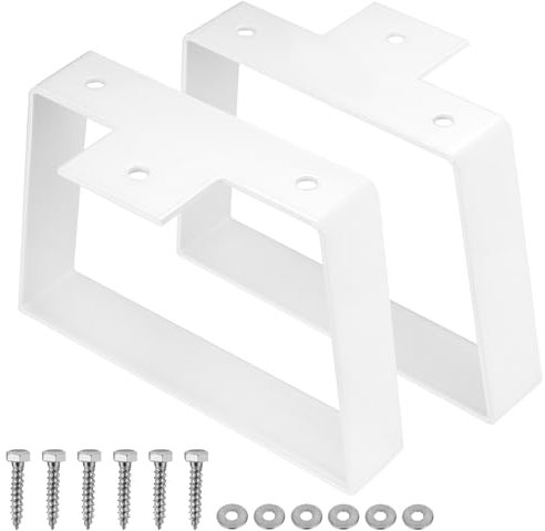 LiYiJiKeJi Lot de 2 pieds de table basse en métal trapézoïdaux pour canapé, commode, armoire, chaise, canapé, table à manger (15,2 cm, blanc)