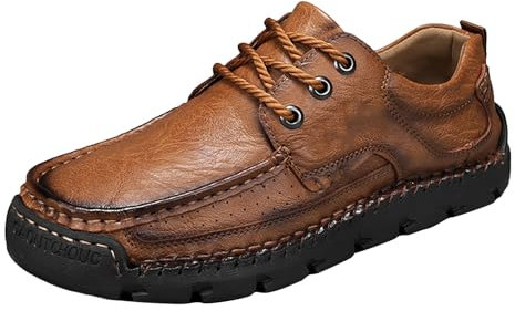 Zapatos de piel para hombre, hechos a mano, zapatos informales para hombre, de media altura, antideslizantes, suela plana, zapatillas de fitness, monocolor, cómodas, informales, zapatillas de