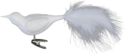 Inge-glas - Christbaumschmuck - Weiße Federpracht - Vogel - Glas - Maße 11.5 cm