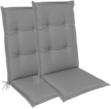 LILENO HOME Gartenstuhl Auflagen als [2er Set - Hochlehner] in Uni Hellgrau Neu - Bequeme Liegen als Sitzauflagen für Gartenmöbel - Stuhlkissen für Gartenstühle und Klappstühle