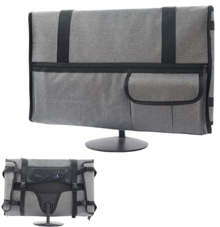 Monitorhülle – verstellbare Schutzhülle, tragbare Computer-Monitor-Tragetasche, mit Baumwolle gefütterter Staubschutz, kompakter technischer Organizer für Tastatur, Mäuse, Bildschirmkabel, Männer und