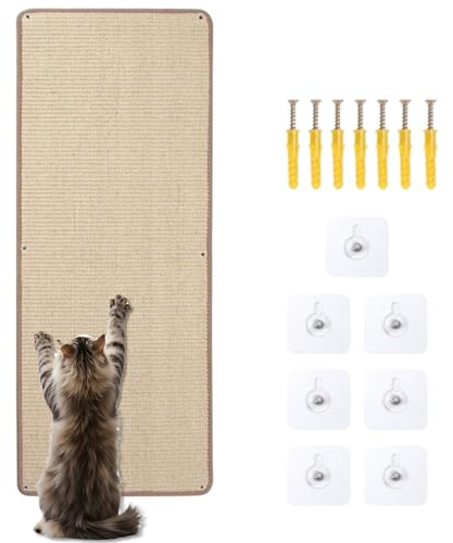 Kratzmatte Katze 40x100 cm, Kratzbretter Natürliche Sisal Kratzschutz, rutschfeste Katzenkratzmatte für Sofa Möbel Wand Boden, Langlebige Anti-Kratz Matte für Katzen