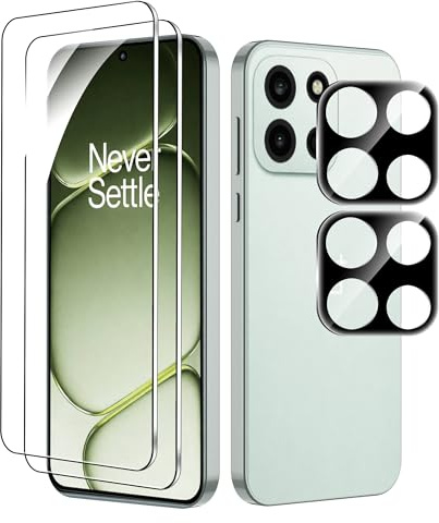 Heioloo 2 Pièces Verre Trempé pour Oneplus Nord 6, [2+2 Pièces] Protection Écran et Caméra Arrière Protecteur, Dureté 9H, Sans Bulles, Ultra Transparent, Anti-Rayure