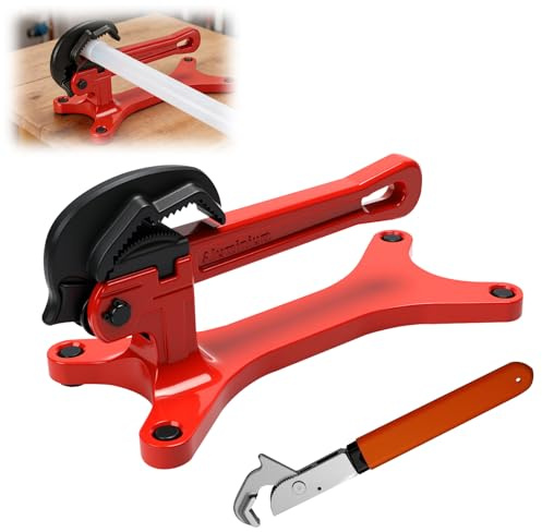 Qivine Tornillo de Banco de Trabajo, Portátil Herramientas Taller Mecanico para Tubos de 0,3 a 3,8cm, Mini Gatos Carpintero con Llave Inglesa, Ajuste Automático
