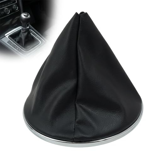 Voltrique Cuffia Cambio per Fiat 500 500C 2007-2015 Copri Pomello Leva Cambio in Similpelle con Ghiera Cromata Accessori Auto Sostituzione 55344016 50293173 50295075 50295325