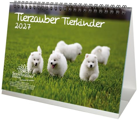 Tierkinderzauber DIN A5 Tischkalender für 2027 Tierbabys und Tierkinder - Seelenzauber