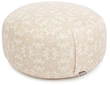 Bodhi Meditationskissen Rondo Ø 33 cm | Maharaja Collection | Yogakissen mit abnehmbarem und waschbarem Bezug aus 100% Baumwolle | Bodensitzkissen mit Kapok-Füllung | Madurai/Ecru