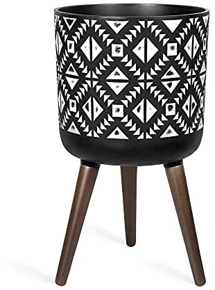 D'vine Dev Pot de Fleurs d'intérieur avec Support – Géométrique, 47 cm de Haut pour Plantes d'intérieur – Pot de Fleurs avec Trou de Drainage et Bouchon 27,9 cm