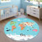 Paco Home Kinder-Teppich Für Kinderzimmer, Spiel-Teppich, Weltkarte Mit Tieren rutschfest In Türkis, Grösse:160x220 cm