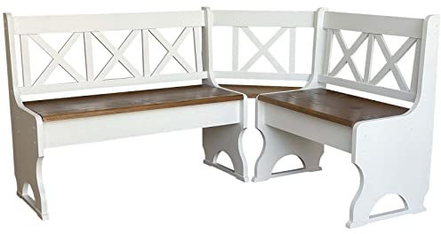 k koma Kiefer Eckbank MASSIVHOLZ Öko Weiss/Eiche- NEU (150 x 150)