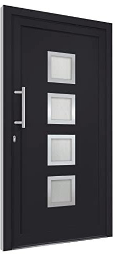 vidaXL Porte d'Entrée Principale Sécurité Maison Charnières Réglables 3D Serrure à Tête de Champignon à 5 Points Extérieur Anthracite 108x200 cm
