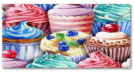Tulup Glas-Bild Wandbild aus Glas - Wandkunst - Wandbild hinter gehärtetem Sicherheitsglas - Dekorative Wand für Küche & Wohnzimmer 120x60 - Kinderzimmer - Bunte Muffins - Mehrfarbig