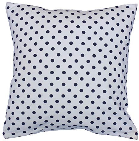 Hans-Textil-Shop Kissenbezug Punkte 7 mm Baumwolle - Gepunktet, Tupfen, Kissenhülle, Kissen, Dekokissen, Zierkissenbezug, Kopfkissen, Sofakissen (Marine Blau auf Weiß, 40x40 cm)