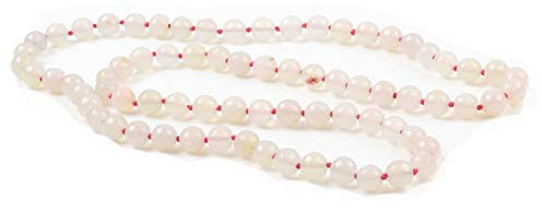 Treasure Bay Long collier de perles en pierres précieuses naturelles de 10 mm fait à la main pour femme de 88 cm (rose layette), Gemme