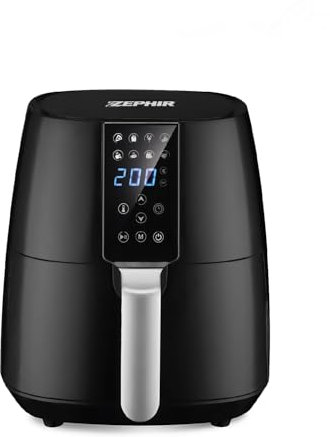 Zephir, Friggitrice ad Aria, Capacità 3,8L, Potenza 1.450W, Display LED , 8 Programmi di Cottura Automatici, Impostazione Tempo e Temperatura Cottura, Cestello Antiaderente, Timer 60 min.