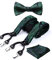 HISDERN Hosenträger Herren fliege set Für Herren,Y-formoig und längenverstellbar Hosenträger mit den 6 starken Clips und fliege einstecktuch set (Grün, One size)