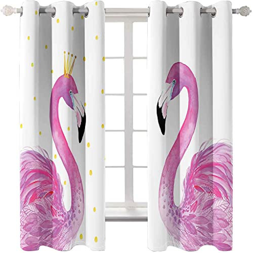 PVMLVM 3D Gedruckt Gardine Vorhänge - Rosa Flamingo - 2 Stück Verdunklungsvorhang Ösen Vorhang Blickdicht Polyester Vorhänge Für Schlafzimmer Wohnzimmer Fensterdekoration 150x166cm