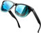 KANASTAL Occhiali da Sole Blu Specchio Uomo Donna Polarizzati Specchiati Azzurri Vintage Quadrati Celesti UV400 Retrò Classici Alla Moda Blue Mirror Sunglasses per Spiaggia Pesca -Azzurre Neri