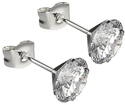 Max Palmer - 925 Silber - Ohrstecker mit Swarovski Kristall - Krappenfassung - [02.] silber - 4mm