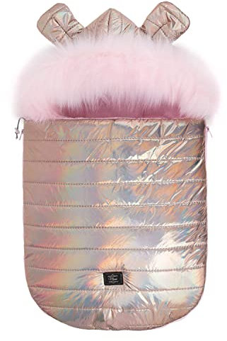 GaGaDumi „Teddy” Babyfußsack Winterfußsack, Babyschale mit Reißverschluss, Kuscheltasche, Babydecke, Kinderwagen, waschbares Kopfteil, passend für alle Kinderwagen und Autositze (T01-Rose Gold)
