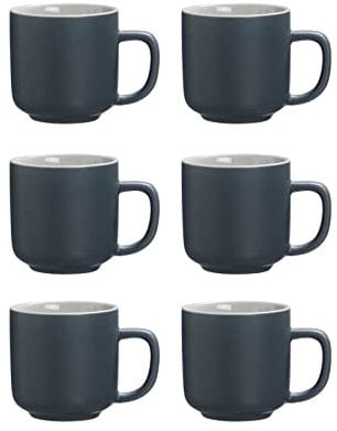 Ritzenhoff & Breker Espressotassen Jasper, 6er Set, Grau, 100 ml, Mokkatassen aus Steinzeug, Soft-Touch-Haptik & Mattglasur