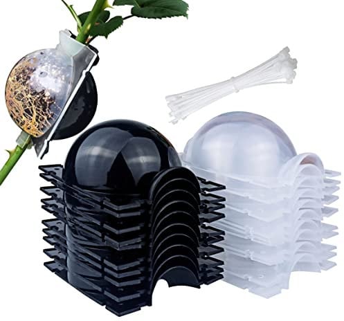 MIIIM 10-teiliges Luftschicht-Vermehrungs-Set mit Kabelbändern, wiederverwendbarer, halbtransparenter Pfropfball, Luftschichtkapseln, transparent, Pflanzenwurzel-Pfropfbox für schnelle Vermehrung von