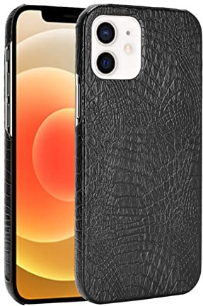 Oihxse Handyhülle Kompatibel mit iPhone 11 Pro 5.8, Hülle mit Krokodilmuster Hard Leder PU Kratzfest Stoßfest Kroko Textur Schutzhülle Innen Mikrofaser Flanell Schutz Cover - Schwarz