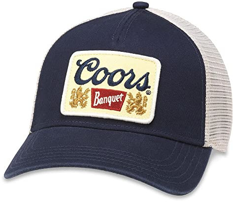 AMERICAN NEEDLE Coors Banquet Beer Patch Unisex verstellbare Snapback Baseballmütze, Elfenbein/Marineblau (Valin), Einheitsgröße