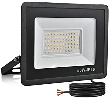 treoir LED Strahler Außen 50W, LED Fluter 5000LM Superhell LED Scheiwerfer Flutlicht, 6000K Kaltweiß IP66 Wasserfest LED Außenstrahler für Hinterhof, Auffahrt, Garage, Flur, Garten