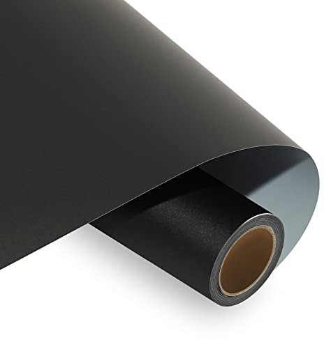 HTVRONT Black Permanent Vinyl 12 x 5ft Adhesive Vinyl Roll Matte Black Permanent Vinyl Matt Black Self Adhesive Vinyl for Cup, Window & Home Deco,and Other DIY Projects(Matte Black)