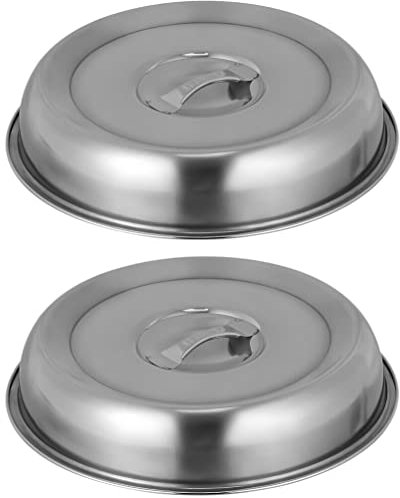Kichvoe Stainless Steel Griddle Dome 2pcs Stainless Steel Cheese Melting Dome Metal Food Dome Cover Round Steaming Basting Cover Lid for Outdoor& Indoor- 28CM Stainless Steel Food Cover