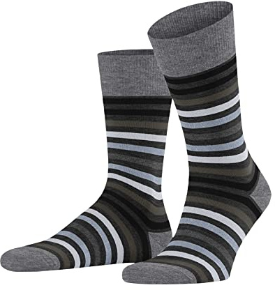 FALKE Men's Tinted Stripe Socks Breathable Climate-Regulating Odour-Neutralising Wool Cotton Patterned All-Rounder Warm For Dress Casual Business Looks 1 Pair