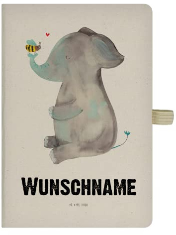 Mr. & Mrs. Panda Personalisiertes Buch Elefant Biene - Personalisierte Geschenke, Liebesspruch, Hochzeitsgeschenk, Notizbuch personalisiert, Lustige Sprüche, personalisierbar, Reisetagebuch, Jahrestag