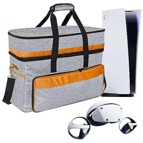 Carrying Case for PSVR 2 & PS5, Large Travel Bag for PlayStation VR2 & PS 5, Protective Storage Bag, Compatible with PlayStation 5 & PS VR2 Gaming Accessories