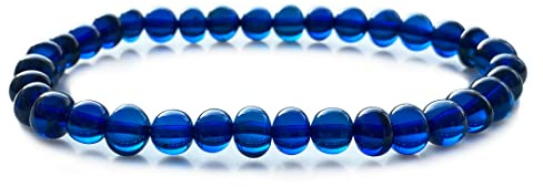 Amberistan Damen-Bernsteinarmband – Blau – Rot – Grün Farboptionen Bernsteinschmuck 100% echte handgefertigte, zertifizierte karibische Barockperlen 18 cm Stretchband