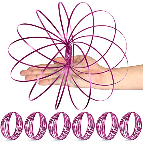 YOFOBU 6 Stück Flow Ring Arm Magic Spring Arm Flow Ringe Skulptur Ring Spiel Spielzeug Farbige Magic Kinetic Frühling Interaktives Stressabbau Spielzeug Festival Zubehör (Rose Pink)