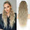 PORSMEER Pferdeschwanz Haarteil Lang 76 cm mit Kordelzug Wellig Locken Ponytail Extension Ombre Blond Natürliches Clip in Haarteil Ponytail Kunsthaar Haarzopf für Damen Afro Zopf Haarverlängerunge