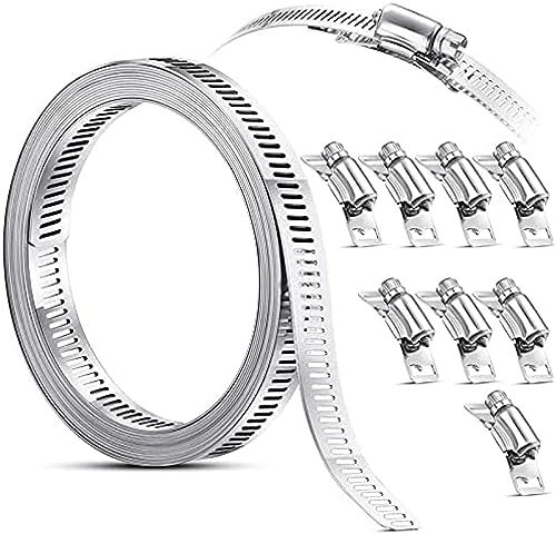 Abrazadera De Tubo De Acero Inoxidable 304, Abrazadera De Tornillo Sin Fin, Correa De Abrazadera De Manguera con Sujetadores, Abrazadera De Manguera De Tubo Ajustable DIY, Abrazadera De Conducto D