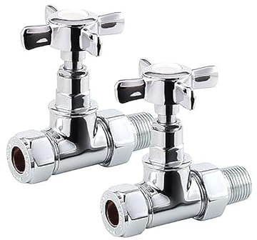 EcoSpa Manual Crosshead Radiator Valve - Straight - Chrome (Pair)