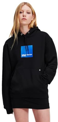 Karl Lagerfeld Jeans, Sweat À Capuche Femme Avec Logo Encadré, Coupe Classique, Noir, XL