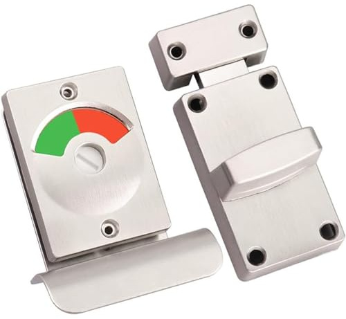Toilet Cubicle Lock, Aluminum Alloy Privacy Partition Door Lock with Red Green Indicator Indicator Door Lock for Hotel WC Shopping Mall Toilet Station