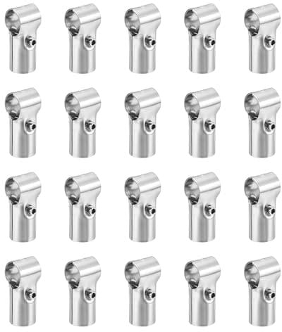 QUARKZMAN Connettore per Tubo Raccordi Strutturale Giunto Morsetti 180 Gradi 2 Vie, 20 Set Inossidabile Acciaio Morsetti Binari Terminali Montaggio Angolare per Tubo OD 1 (25mm) Argento