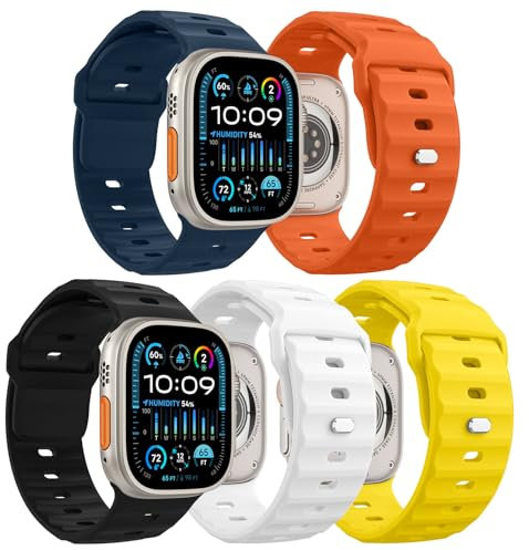 MoKo 5PZS Ocean Correa para Apple Watch Ultra2 49mm 46mm 45mm 44mm 42mm para Hombres y Mujeres,Silicona Pulsera Deportiva Correa para iWatch Serie 10 9 8 7 6 5 4 3 SE Ultra2, Color F